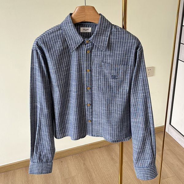 セリーヌ トリオンフ刺繍入り n級品 コーデュロイ クロップドシャツ Cej77233